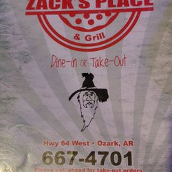 Zack's Place - Menu front