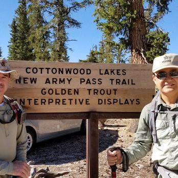 Mount Langley - At the Mt Langley trailhead with my dentist. - Hiking Near Me - Lone Pine, California