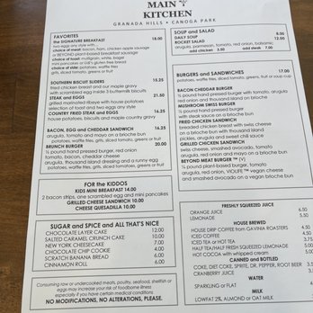 Main Kitchen Cafe - Menu - New American Near Me - Granada Hills, California