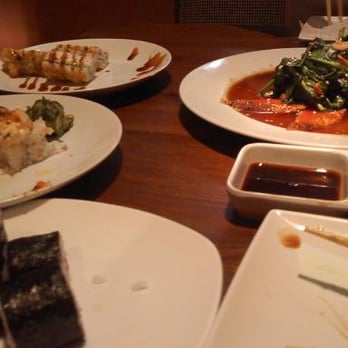 Mika Sushi - Far back left: Crazy Boy Roll. Middle left: Baked Shrimp. Close left: tuna. Top right: Cajun tuna sashimi. - Sushi Bars Near Me - Camarillo, California