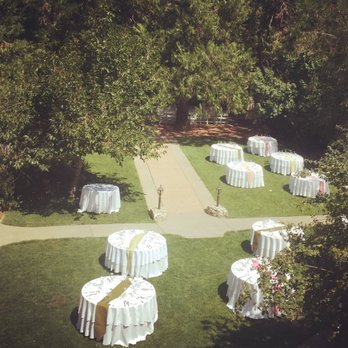 Monte Verde Inn - The tables being set up, as seen from the window of the bridal suite. - Venues & Event Spaces Near Me - Foresthill, California