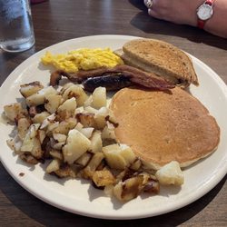 Early Bird Cafe - Jr Hungryman's Breakfast: 1 egg you say, 1 piece of toast, hash browns 1 piece of bacon and 1 sausage
