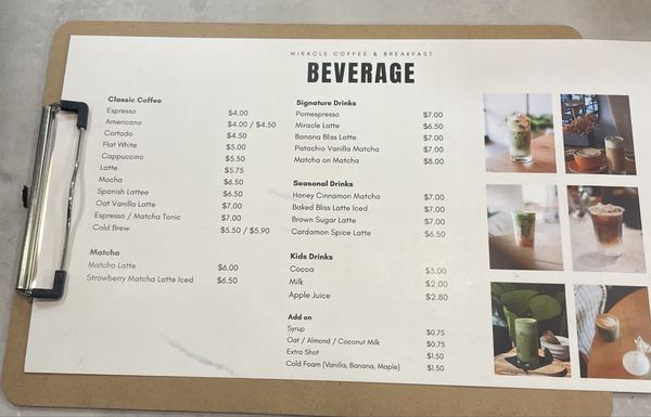 Menu photo 8 Miracle Coffee & Breakfast Huntington Beach, CA