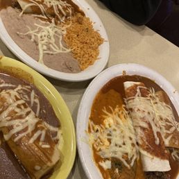 Combo 8 and combo 13. (1 Enchilada, 1 Tamale, Rice & Beans Combo) (1 Enchilada, 1 Beef Burrito & 1 Chile Relleno Combo) Combo 8 and combo 13. (1 Enchilada, 1 Tamale, Rice & Beans Combo) (1 Enchilada, 1 Beef Burrito & 1 Chile Relleno Combo)