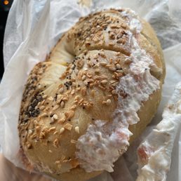 Everything bagel with Lox Spread Cream Cheese