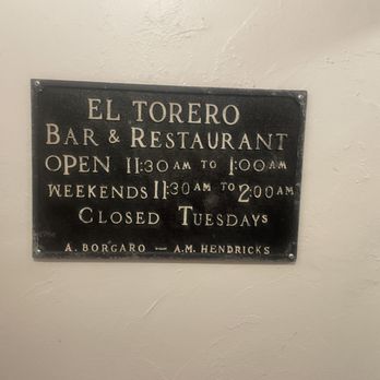 El Torero - Historical marker in the bathroom? so cool. - Mexican Near Me - Tucson, Arizona El Torero - Historical marker in the bathroom? so cool. - Mexican Near Me - Tucson, Arizona