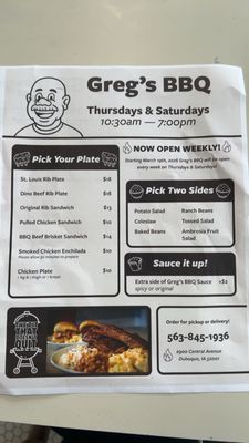 Menu photo 2 Greg’s BBQ Dubuque, IA