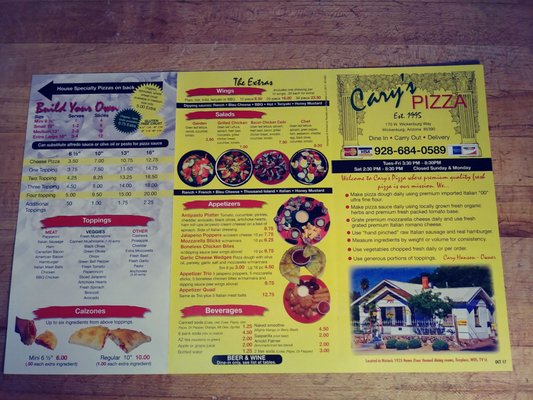 Menu photo 3 Cary's Pizza Wickenburg, AZ