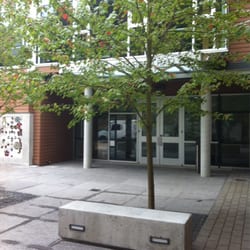 Entrance after coming up from the parking lot.