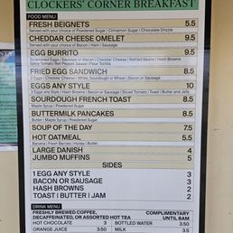 Santa Anita Park Clockers' Corner Breakfast Menu 1/17/2024
