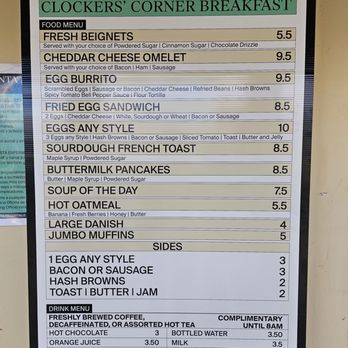 Clocker's Corner - Santa Anita Park Clockers' Corner Breakfast Menu 1/17/2024 - Breakfast & Brunch Near Me - Arcadia, California