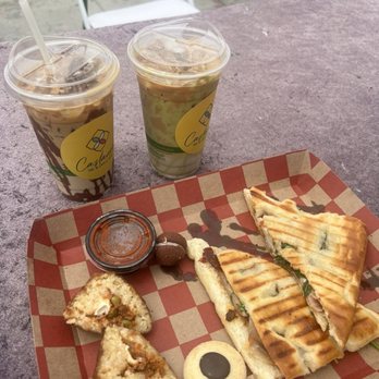 Castanea Sicilian Cafe - Arancino classic ragú, foccacia, pistachio & nutella latte - Coffee & Tea Near Me - Los Angeles, California