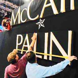 Anchorage Daily News - Moving exactly centered on the right.  Palin fits perfectly under McCain.