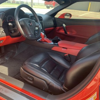 Texas Upholstery & Trim - Chevy Corvette - added red vinyl for two tone effect - Auto Upholstery Near Me - Roanoke, Texas Texas Upholstery & Trim - Chevy Corvette - added red vinyl for two tone effect - Auto Upholstery Near Me - Roanoke, Texas