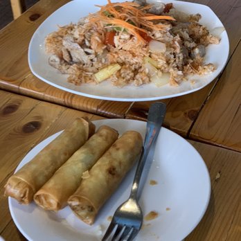 Pok's Art Asia Fusion Kitchen - Spring rolls with pineapple fried rice and pork - Asian Fusion Near Me - Kitty Hawk, North Carolina