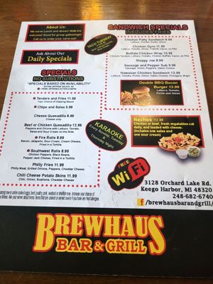 Menu photo 1 Brewhaus Keego Harbor, MI