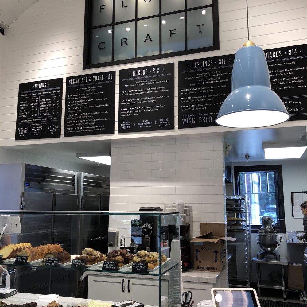 Flour Craft Bakery - Menu board at new Flour Craft in Mill Valley - Bakeries Near Me - Mill Valley, California
