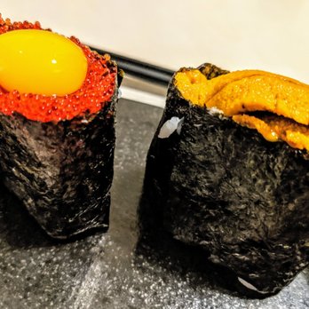 Genji - A quail egg / roe and an uni maki - Japanese Near Me - Ottawa, Ontario