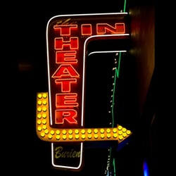 Tin Room Bar & Theater - Neon sign outside The Tin Theater