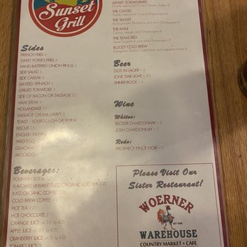 Sunset Grill - Menu - American Near Me - Fredericksburg, Texas