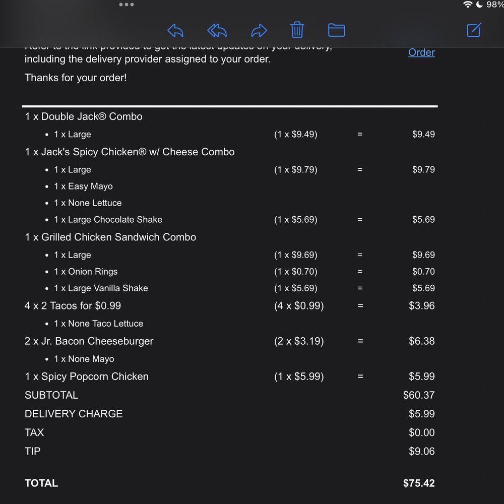 Jack in the Box - Receipt of the fraudulent order. - Burgers Near Me - Oregon City, Oregon Jack in the Box - Receipt of the fraudulent order. - Burgers Near Me - Oregon City, Oregon