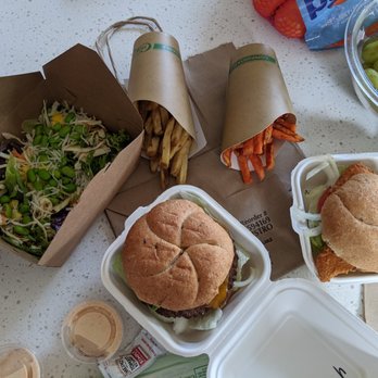 Life & Time: Free Range Fast Food - From 12 o clock, both types of Fries (Regular and Sweet Potato), Spicy Chicken Sando, Burger with Avocado, Ginger Miso Salad - Fast Food Near Me - Bend, Oregon Life & Time: Free Range Fast Food - From 12 o clock, both types of Fries (Regular and Sweet Potato), Spicy Chicken Sando, Burger with Avocado, Ginger Miso Salad - Fast Food Near Me - Bend, Oregon