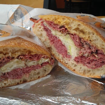 Lenwich - Hot Pastrami on ciabatta with cole slaw, russian dressing, and spicy brown - Sandwiches Near Me - New York, New York