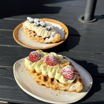 Cloud9 Coffee - Matcha Croffle + seasonal whip croffle (blueberry) - Coffee & Tea Near Me - Palo Alto, California