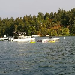 Lake Grove Swim Park - Boats anchored @ swimming hole