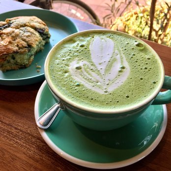 Dune Coffee Roasters - Matcha latte with a blueberry lemon scone - Coffee & Tea Near Me - Goleta, California