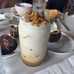 Biscoff cold foam latte - summer seasonal drink Biscoff cold foam latte - summer seasonal drink