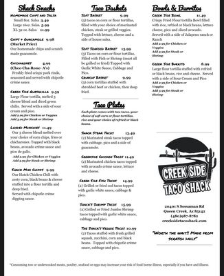 Menu photo 5 Creek Side Taco Shack Queen Creek, AZ