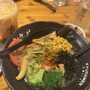 Kyuramen - Cherry Hill - Thai ice tea, vegetable miso ramen, kimchi - Ramen Near Me - Cherry Hill, New Jersey