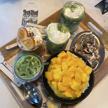 Our Place Dessert Cafe - Mango Bingoo, seasame croffle, matcha latte - Cafes Near Me - Edmonds, Washington