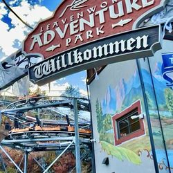 Leavenworth Adventure Park - Welcome sign from the parking lot