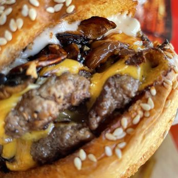 Burger District LA - Truffle Mushroom Threefle Burger (made it "twofle") - Burgers Near Me - Los Angeles, California Burger District LA - Truffle Mushroom Threefle Burger (made it "twofle") - Burgers Near Me - Los Angeles, California