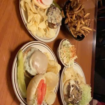 Wag's Restaurant - Bottom two burgers are the way and sour cream burger. Can't remember what the top burger was. Fries were wayy too much for us 3. - Burgers Near Me - Frederick, Maryland
