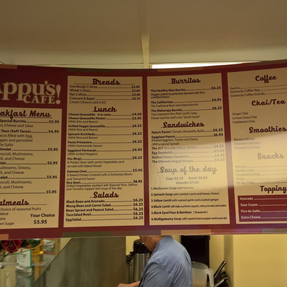 Appu's Cafe - Menu 1/14/2019 - Vegan Near Me - Long Beach, California Appu's Cafe - Menu 1/14/2019 - Vegan Near Me - Long Beach, California