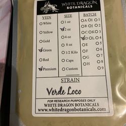 White Dragon Botanicals - Kratom powder, Verde Loco premium green vein blend