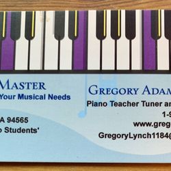 Piano Master - Other side of Greg's Business Card