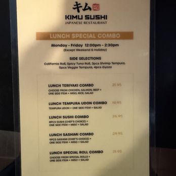 Kimu Sushi - LUNCH SPECIAL MENU 1-3 MONDAY-FRIDAY  (06/23/2026) - Sushi Bars Near Me - Long Beach, California