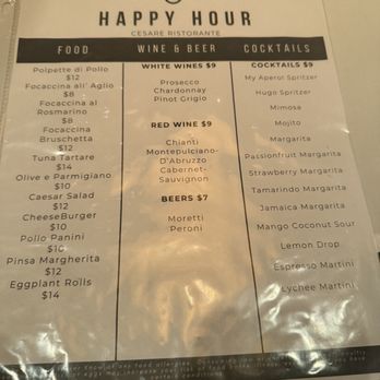 Cesare Ristorante - Happy hour menu - Italian Near Me - Los Angeles, California