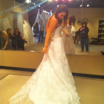 White Satin Bridal - Me trying on my dress in the store! - Bridal Near Me - Plainfield, Illinois