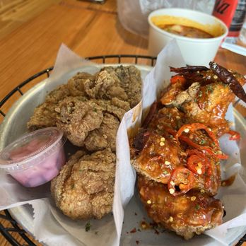 Kimchi Red - 1/2 crispy 1/2 bts chicken - Korean Near Me - Alpharetta, Georgia Kimchi Red - 1/2 crispy 1/2 bts chicken - Korean Near Me - Alpharetta, Georgia