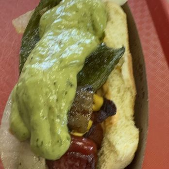 Chino's Mexican Kitchen - Aztec Hot Dog- Hot Dog with bacon, jalapeños, onion and guacamole! - Mexican Near Me - Las Vegas, Nevada Chino's Mexican Kitchen - Aztec Hot Dog- Hot Dog with bacon, jalapeños, onion and guacamole! - Mexican Near Me - Las Vegas, Nevada