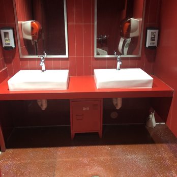 Stardust Pinbar - Glittery epoxy floors in the everything's red bathrooms - Lounges Near Me - Phoenix, Arizona