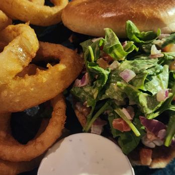 Eureka! - Specialty burger with onion rings upgrade - American Near Me - Mountain View, California Eureka! - Specialty burger with onion rings upgrade - American Near Me - Mountain View, California