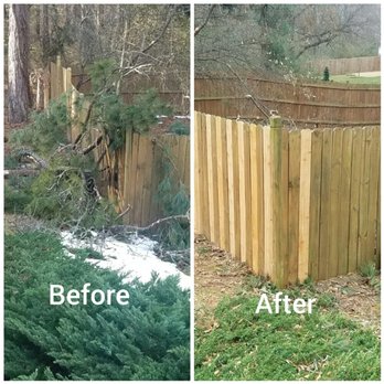 True Maintenance - Broken tree limbs damaged fence panels. Owner wanted broken panels only to be fixed. - Handyman Near Me True Maintenance - Broken tree limbs damaged fence panels. Owner wanted broken panels only to be fixed. - Handyman Near Me