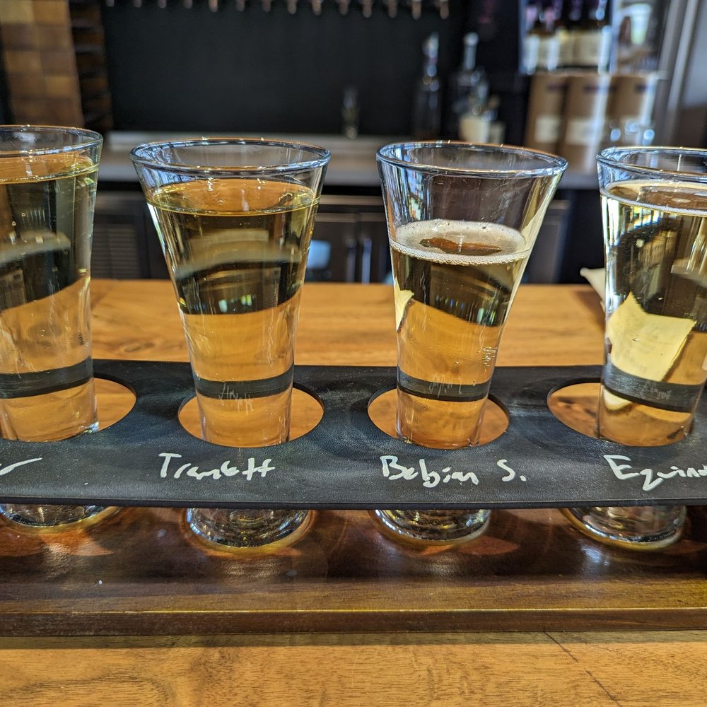 Flight of in-house ciders. Flight of in-house ciders.