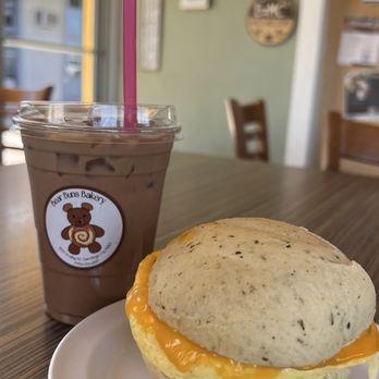 Bear Buns Bakery - Banana Bread Mocha Basic + Breakfast Sandwich - Bakeries Near Me - San Diego, California Bear Buns Bakery - Banana Bread Mocha Basic + Breakfast Sandwich - Bakeries Near Me - San Diego, California
